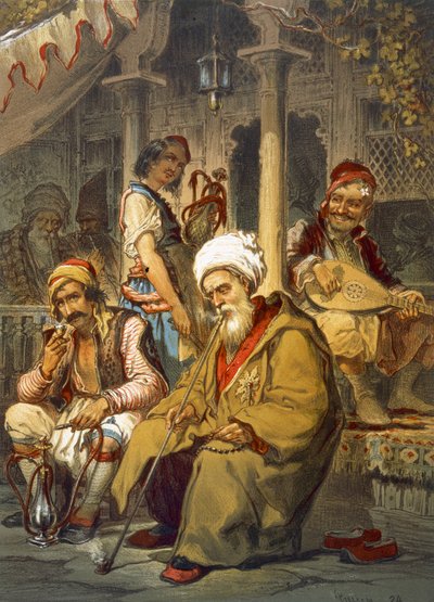 Szene in einem Café, 1865 von Amadeo Preziosi